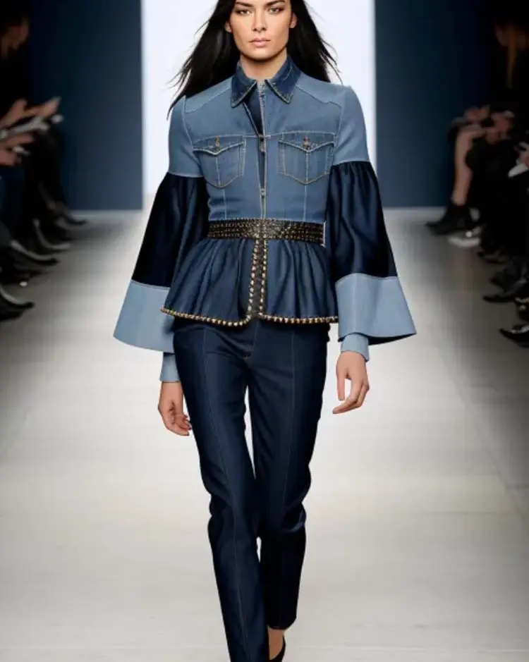 IMG_2391.PNG DENIM PEPLUM JACKET £375 (1) Contrast peplum denim jacket