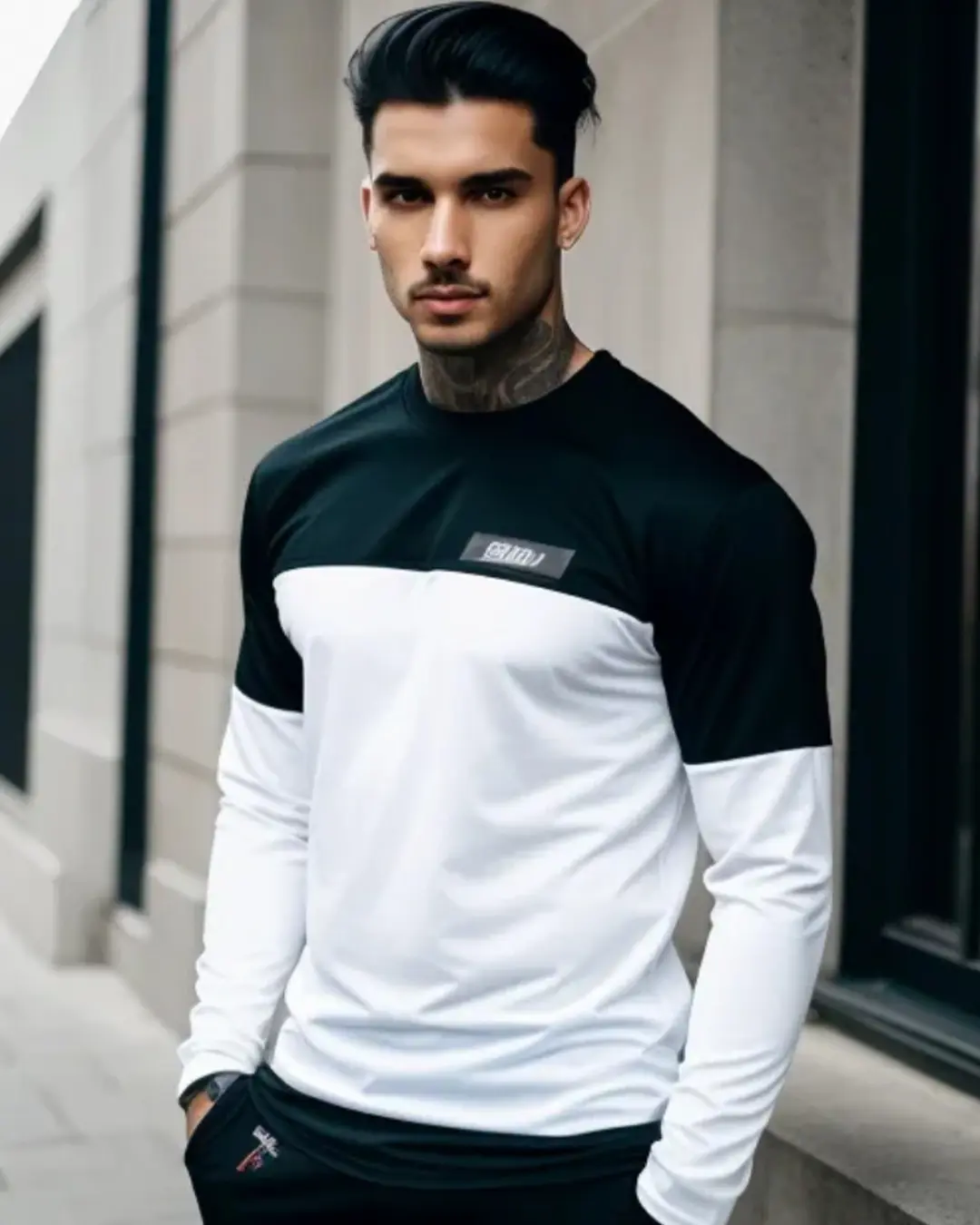 black n white tshirt Stripe jersey top