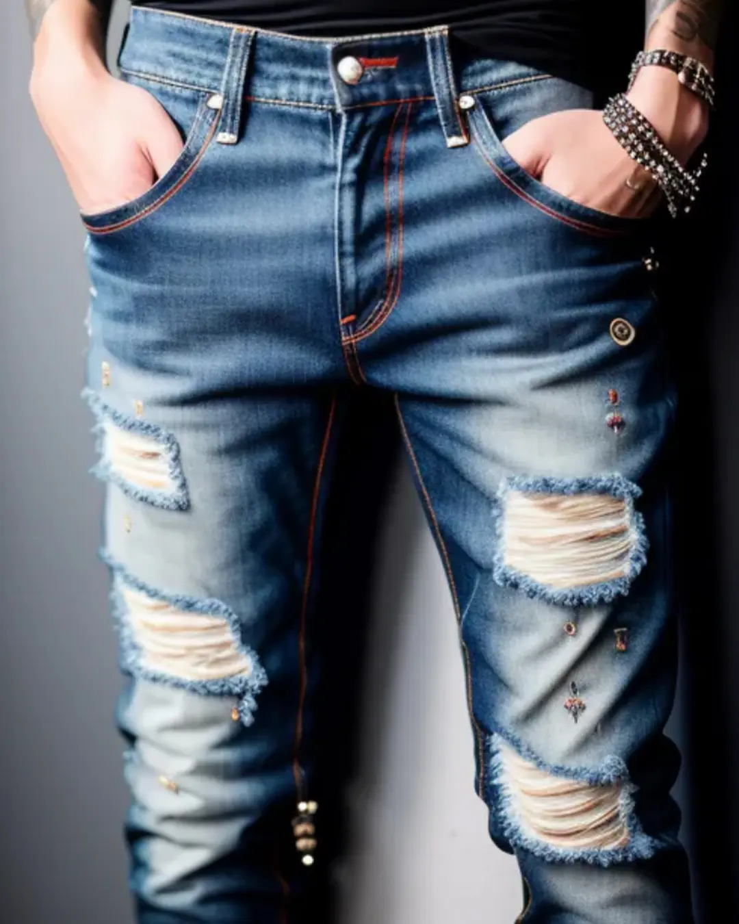denim jeans Red stitch detail jeans